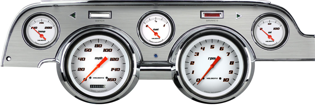Classic Instruments Classic Instruments Gauge Kit Velocity Series Analog Fuel Level / Oil Pressure / Speedometer MU67VSWBA