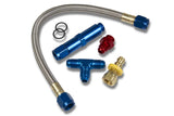 Complete kit with braided stainless steel line, fittings, and O-rings