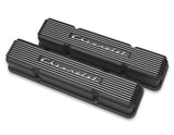 Holley GM Licensed Vintage Series SBC Valve Covers Satin Black Machined Finish