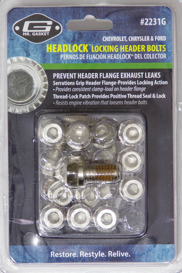 Mr Gasket Locking Header Bolt Kit 3/8-16 x 3/4 16pk
